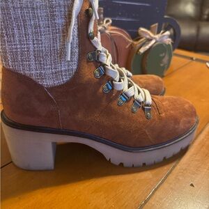 Women's Brown Suede Lace Up Ankle Boots
